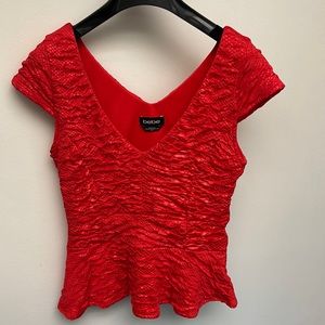 Sexy passion red deep v neck peplum fitted top by Bebe